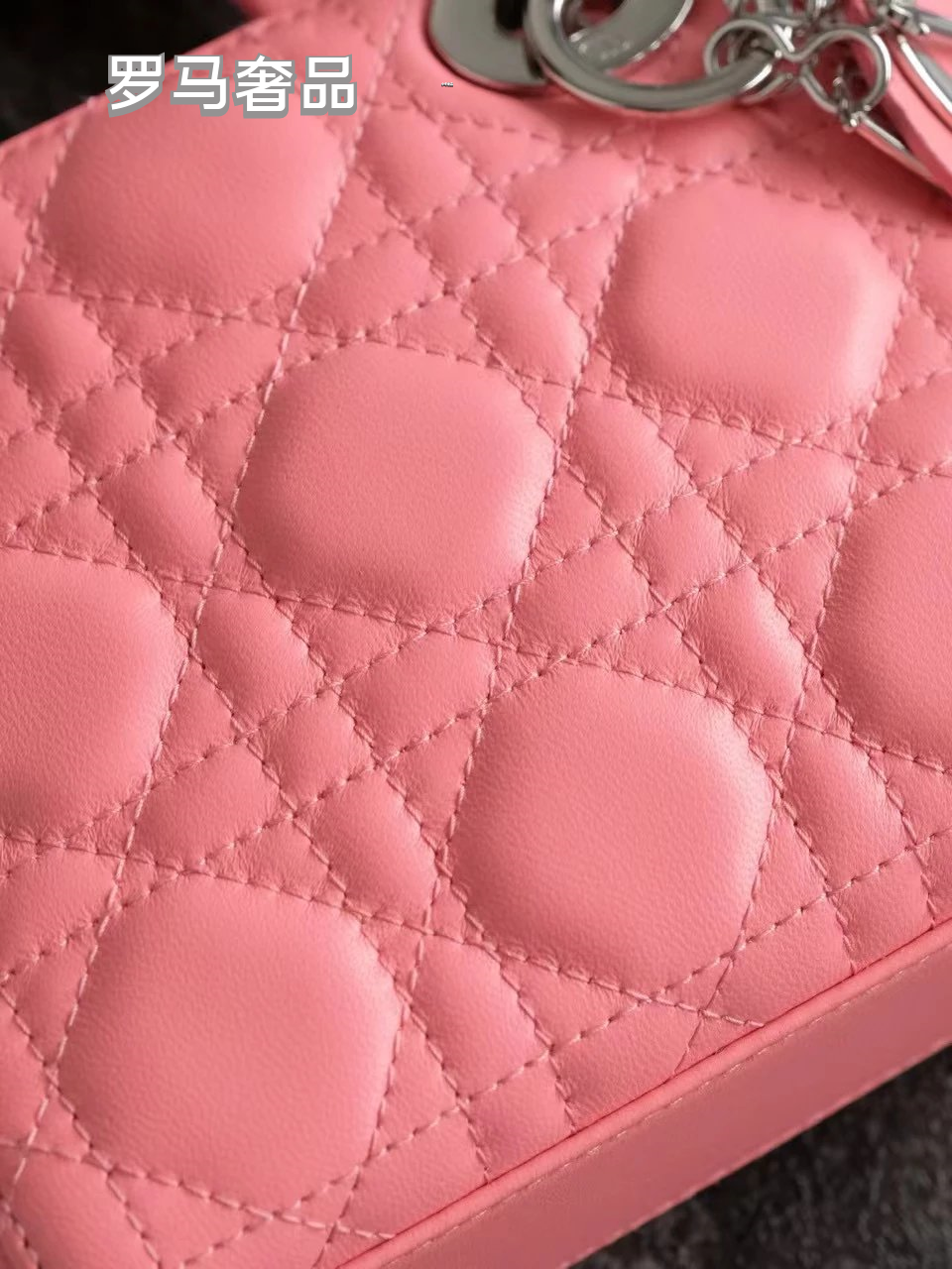 Dior Elegant Pink Quilted Leather Mini Handbag with Top Handle and Strap