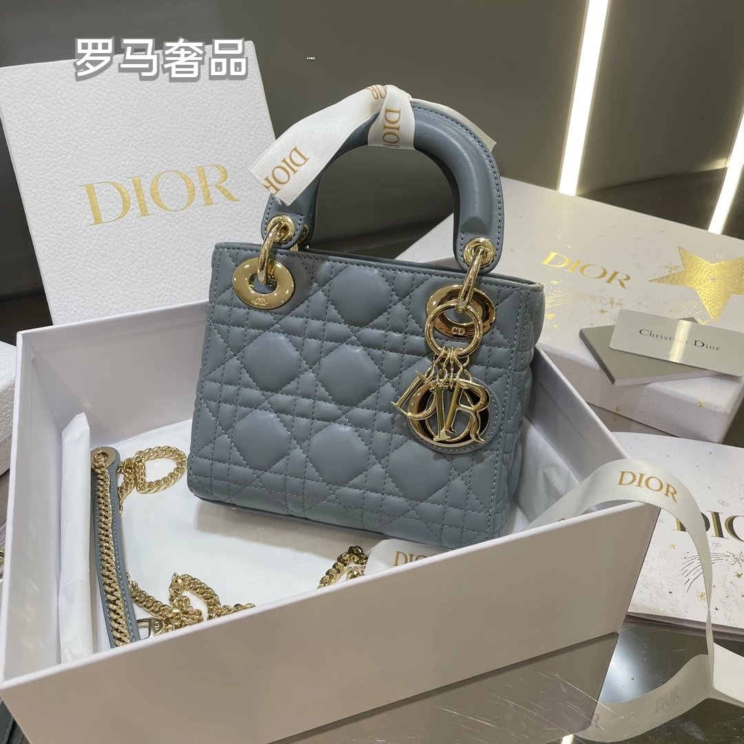 Christian Dior Lady Dior Mini Bag White Cannage Lambskin with Silver-Tone Hardware