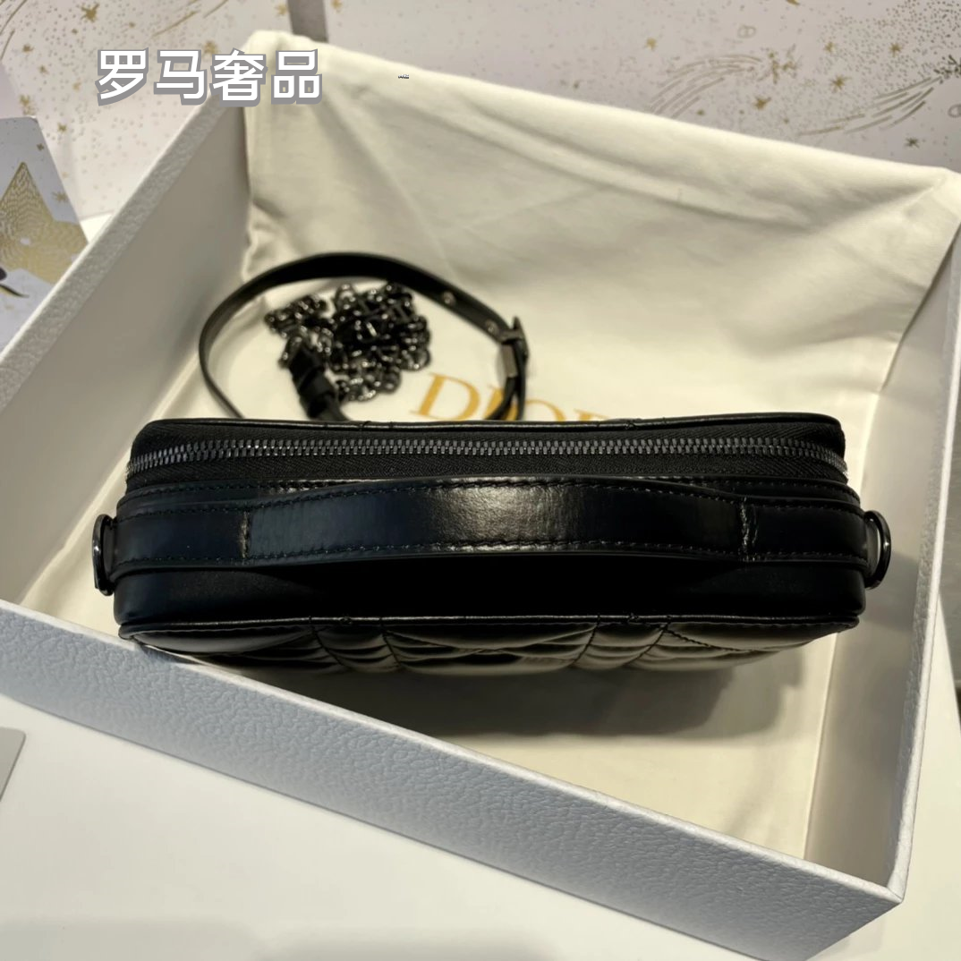 Dior Luxury Quilted Leather Vanity Case Travel Cosmetic Makeup Bag