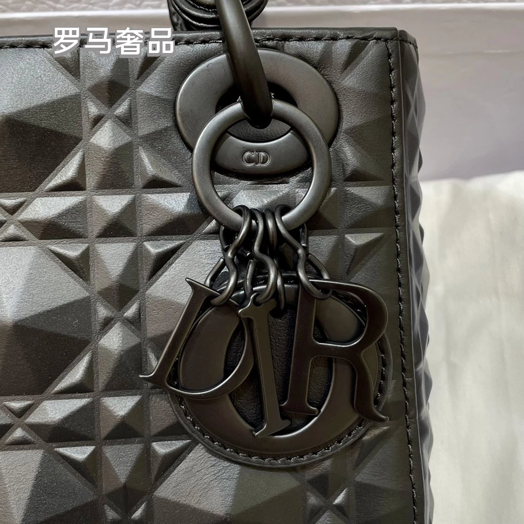 Dior Matte Beige Quilted Leather Mini Handbag with Top Handle and Chain
