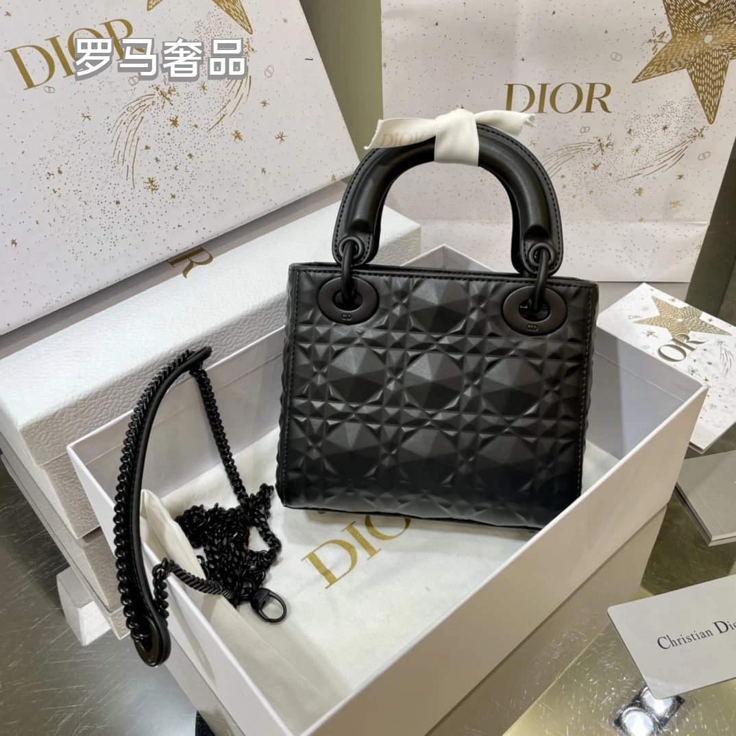 Dior Matte Beige Quilted Leather Mini Handbag with Top Handle and Chain