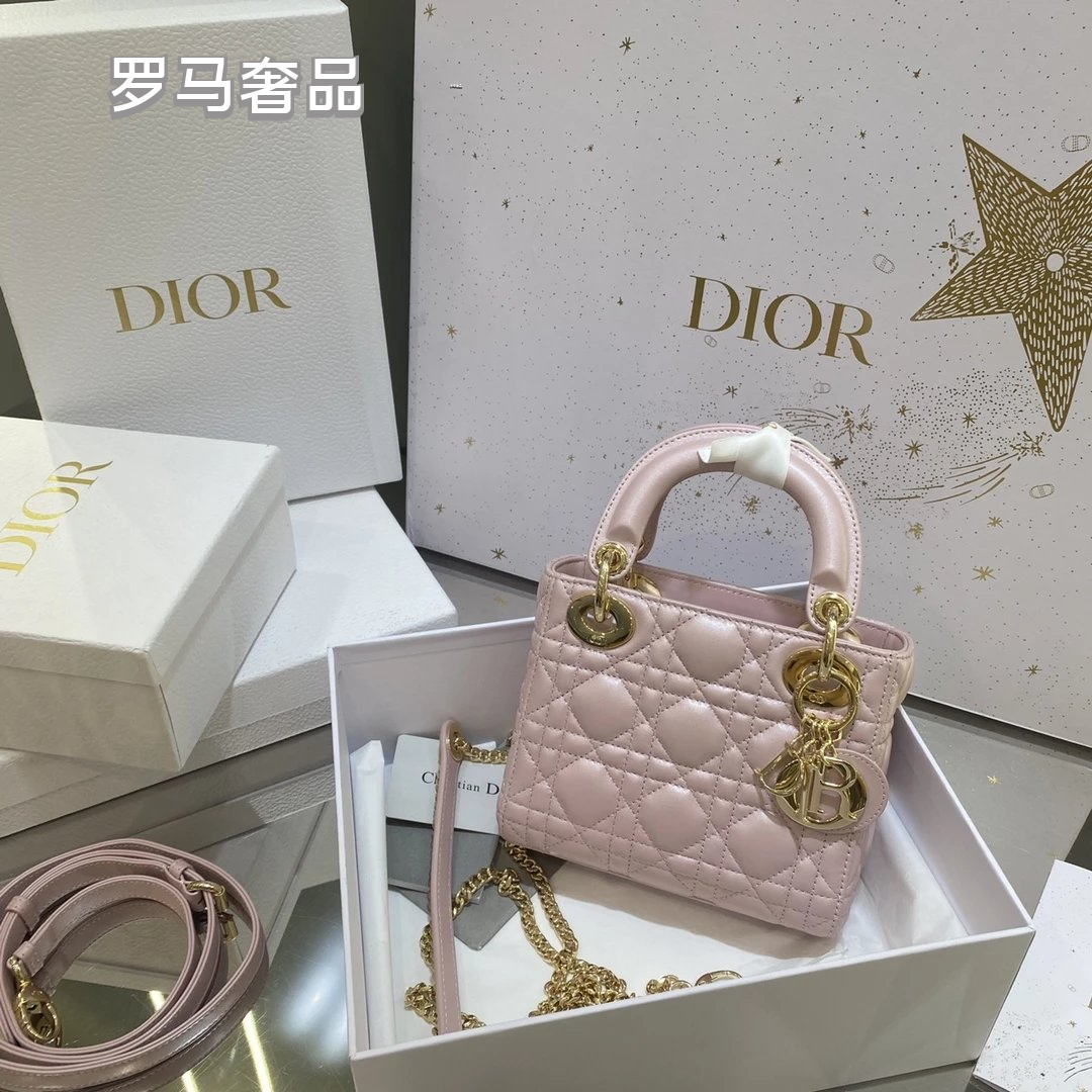 Christian Dior Lady Dior Mini Bag White Cannage Lambskin with Silver-Tone Hardware