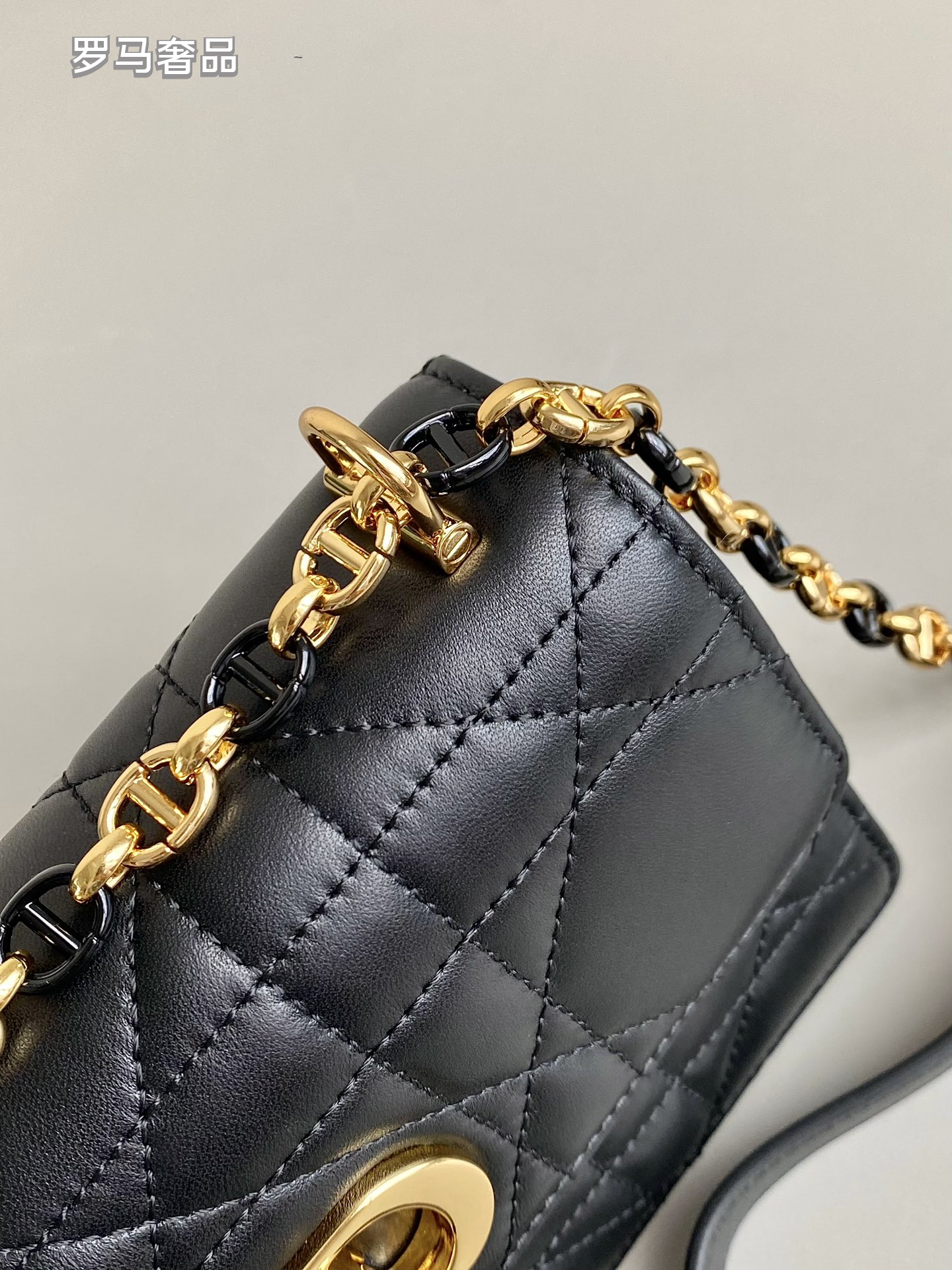 Dior Quilted Leather Shoulder Crossbody Bag with Gold Chain Strap