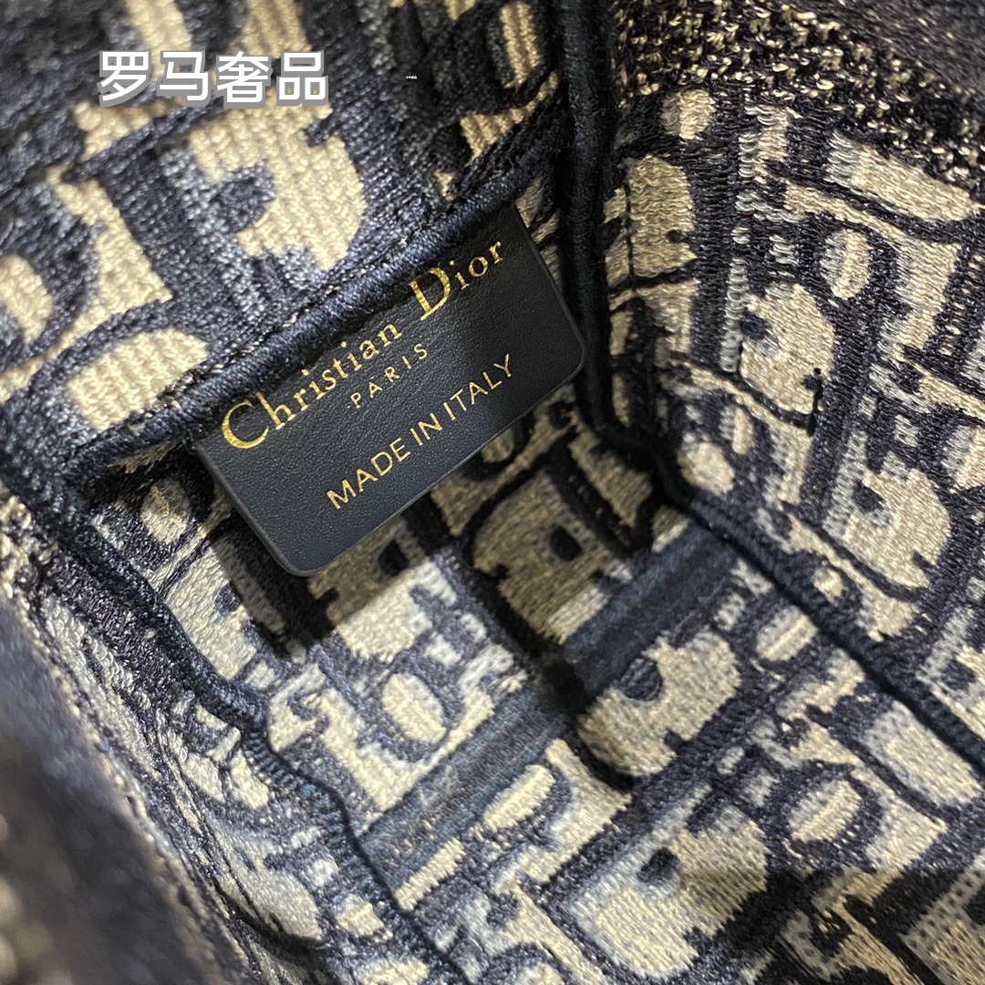 Dior Blue Monogram Embroidered Canvas Messenger Shoulder Bag