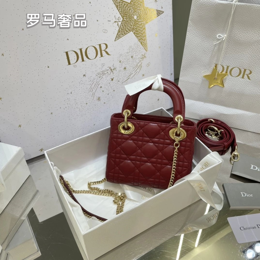 Dior Classic White Quilted Leather Mini Top Handle Bag with Silver Hardware