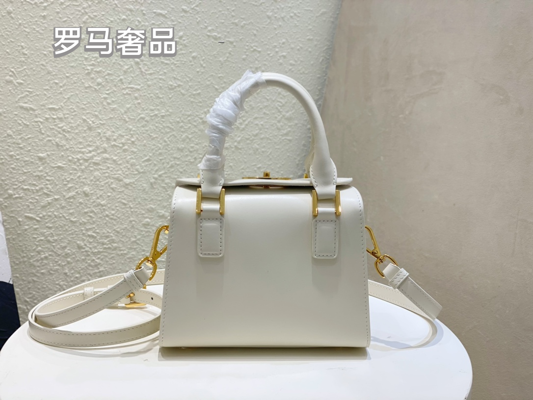Dior Vintage Blue Monogram Canvas Top Handle Crossbody Handbag