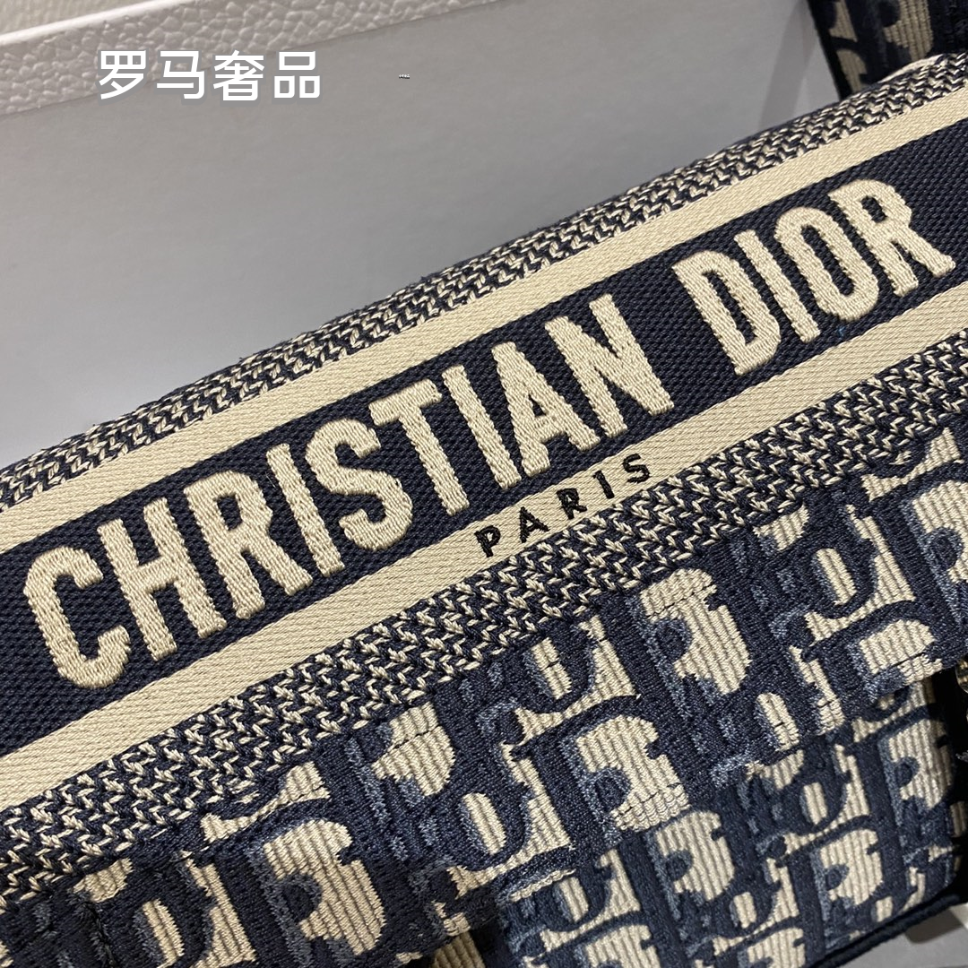Dior Blue Monogram Embroidered Canvas Messenger Shoulder Bag