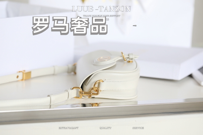 Dior Elegant White Leather Saddle Crossbody Bag with Gold Hardware