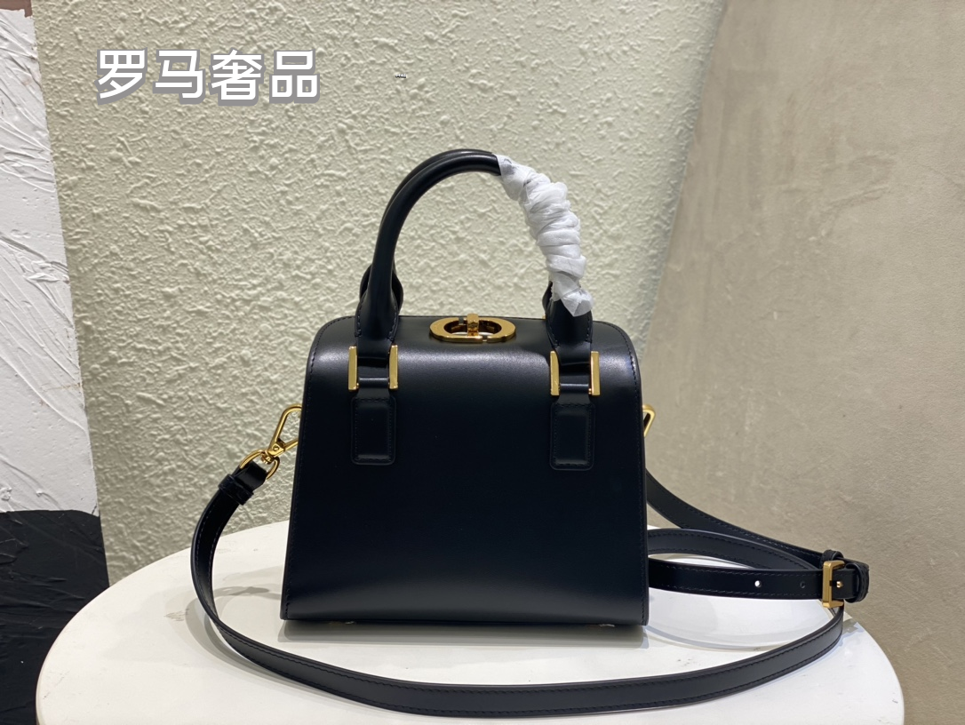 Dior Vintage Blue Monogram Canvas Top Handle Crossbody Handbag