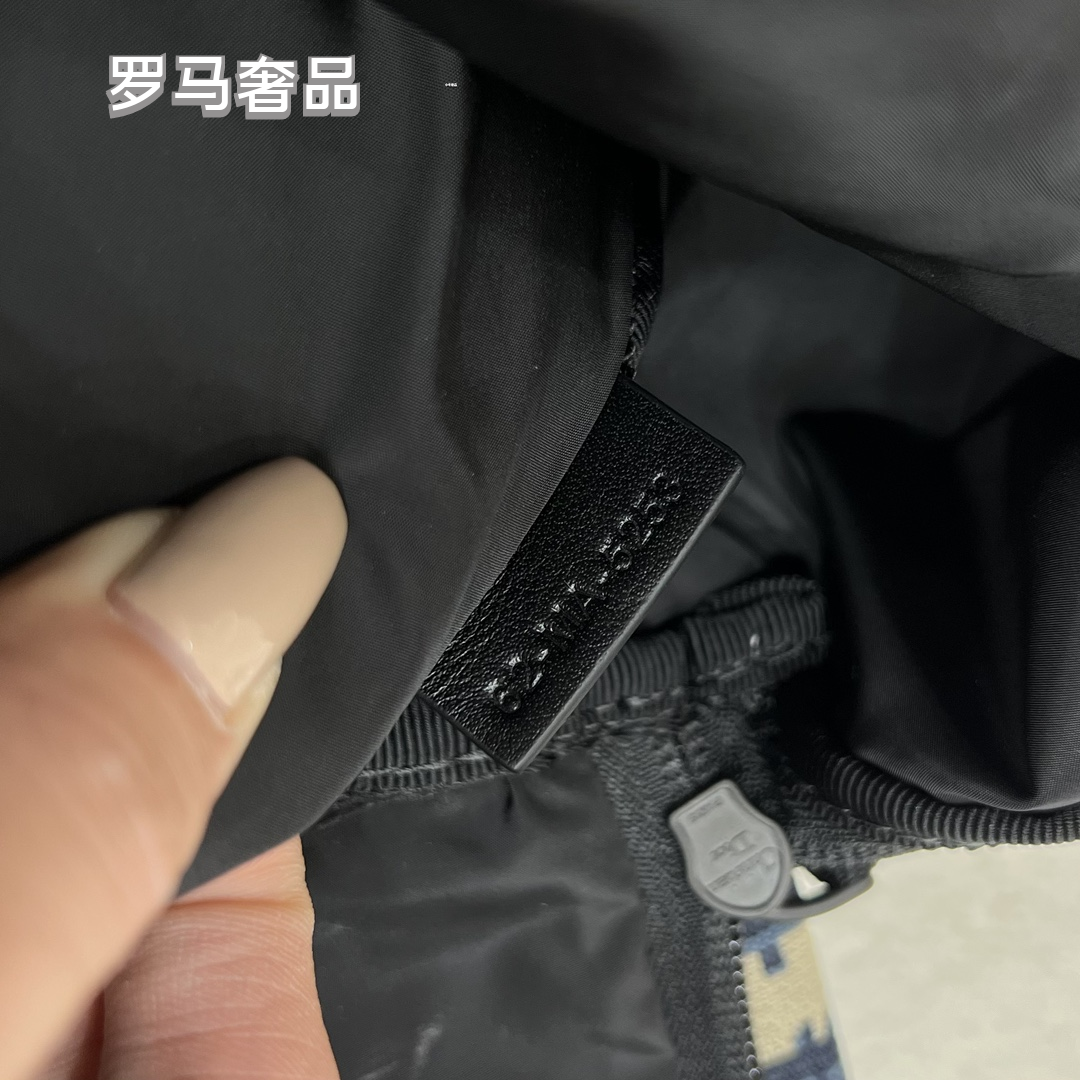 Dior Luxury Monogram Jacquard Canvas Backpack with Front Pocket Stripe