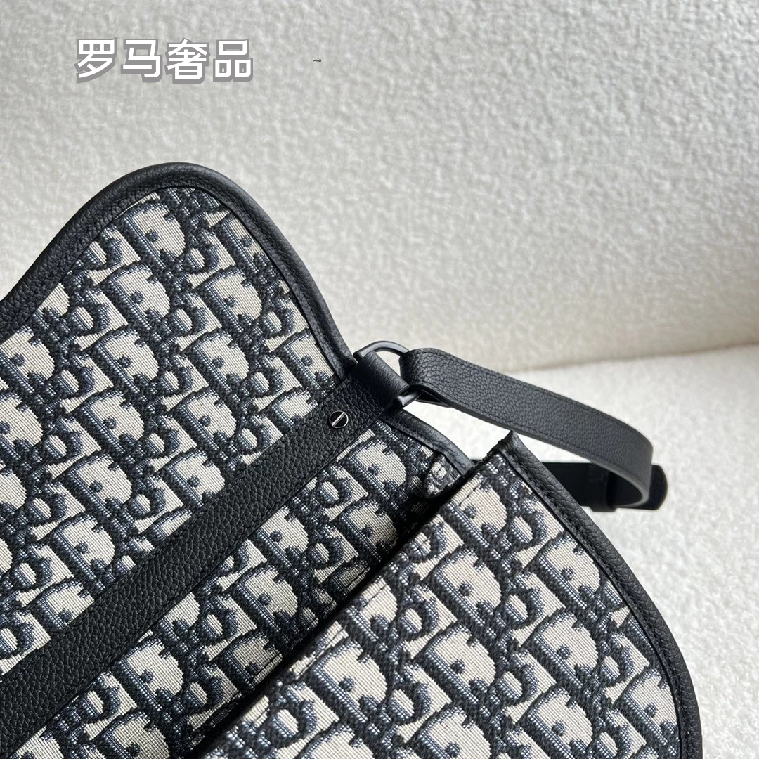 Dior Vintage Monogram Jacquard Saddle Crossbody Bag with Utility Buckle