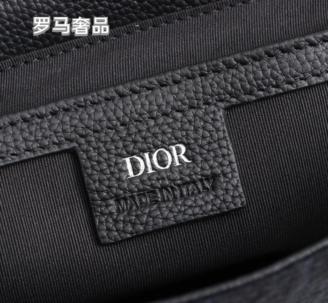 Dior Vintage Monogram Crossbody Messenger Bag with Black Leather Flap