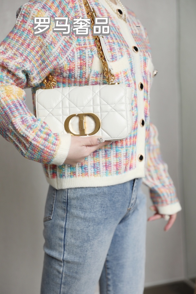 Dior Elegant Black Quilted Leather Shoulder Bag with Gold Buckle