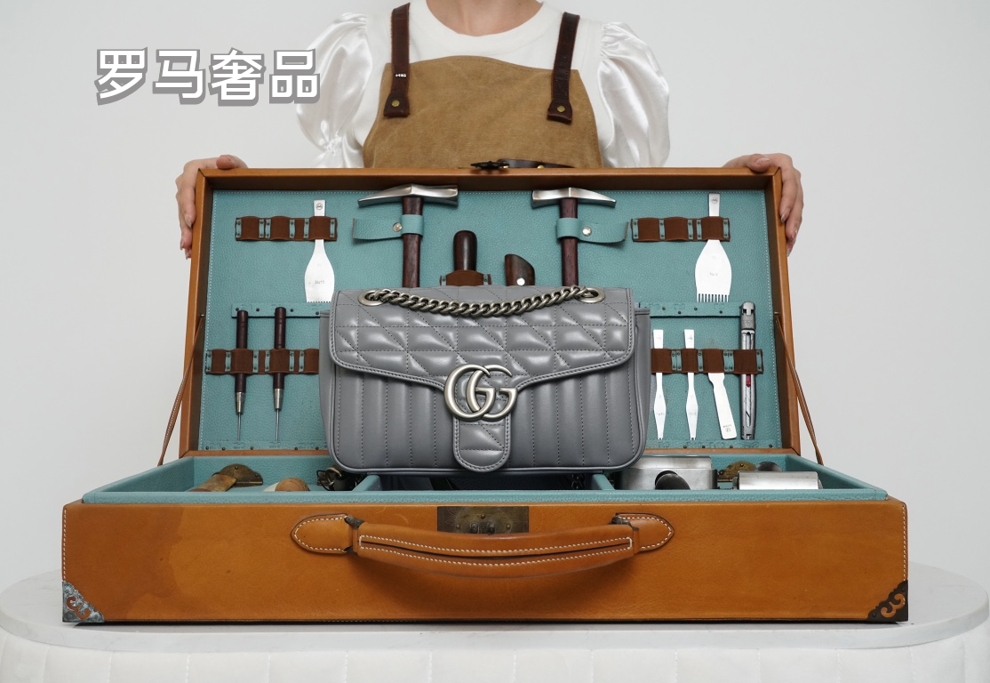 Gucci Black Quilted Leather Flap Shoulder Bag with Silver Chain Strap