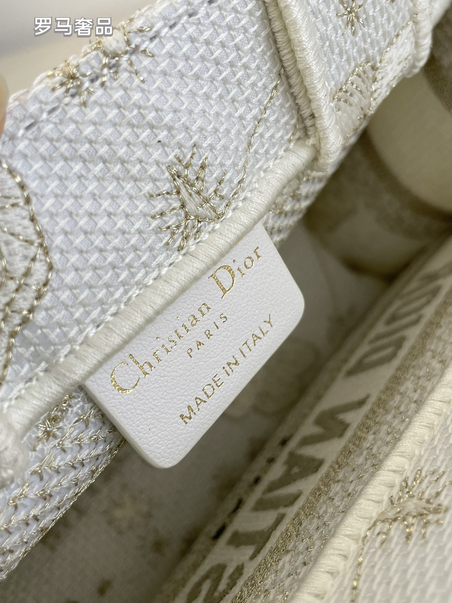 Dior Embroidered Butterfly Canvas Tote Bag Top Handle Handbag