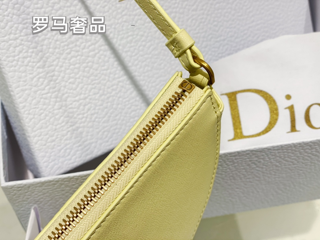 Dior Vintage Asymmetric Leather Saddle Shoulder Bag with Gold Letter Charm