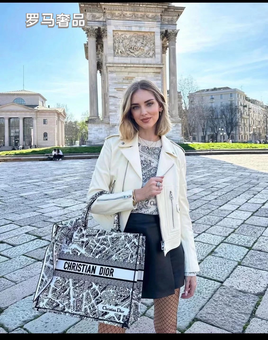 Dior Black and White Paris Street Map Embroidered Canvas Tote Bag