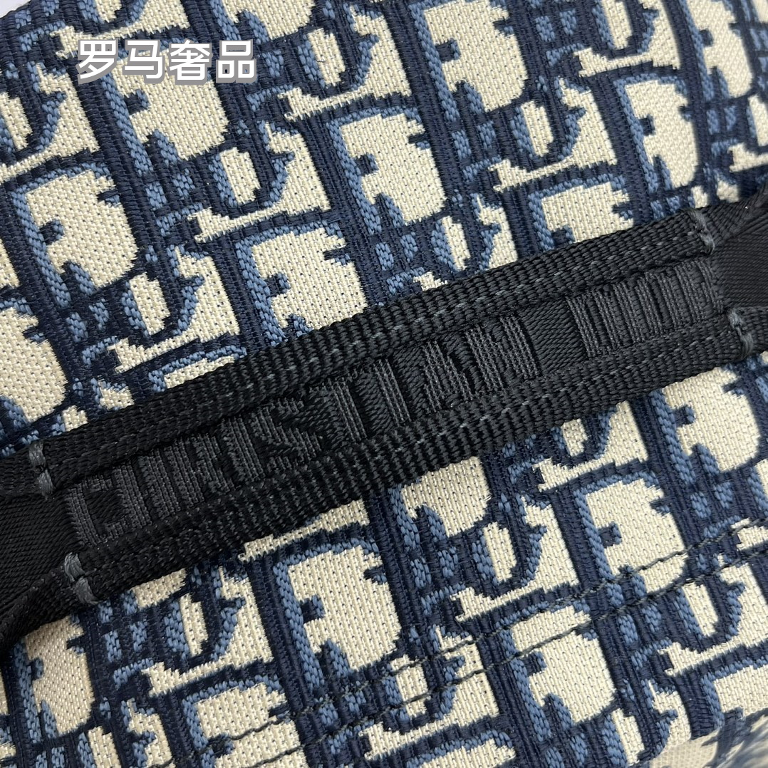 Dior Luxury Monogram Jacquard Canvas Backpack with Front Pocket Stripe