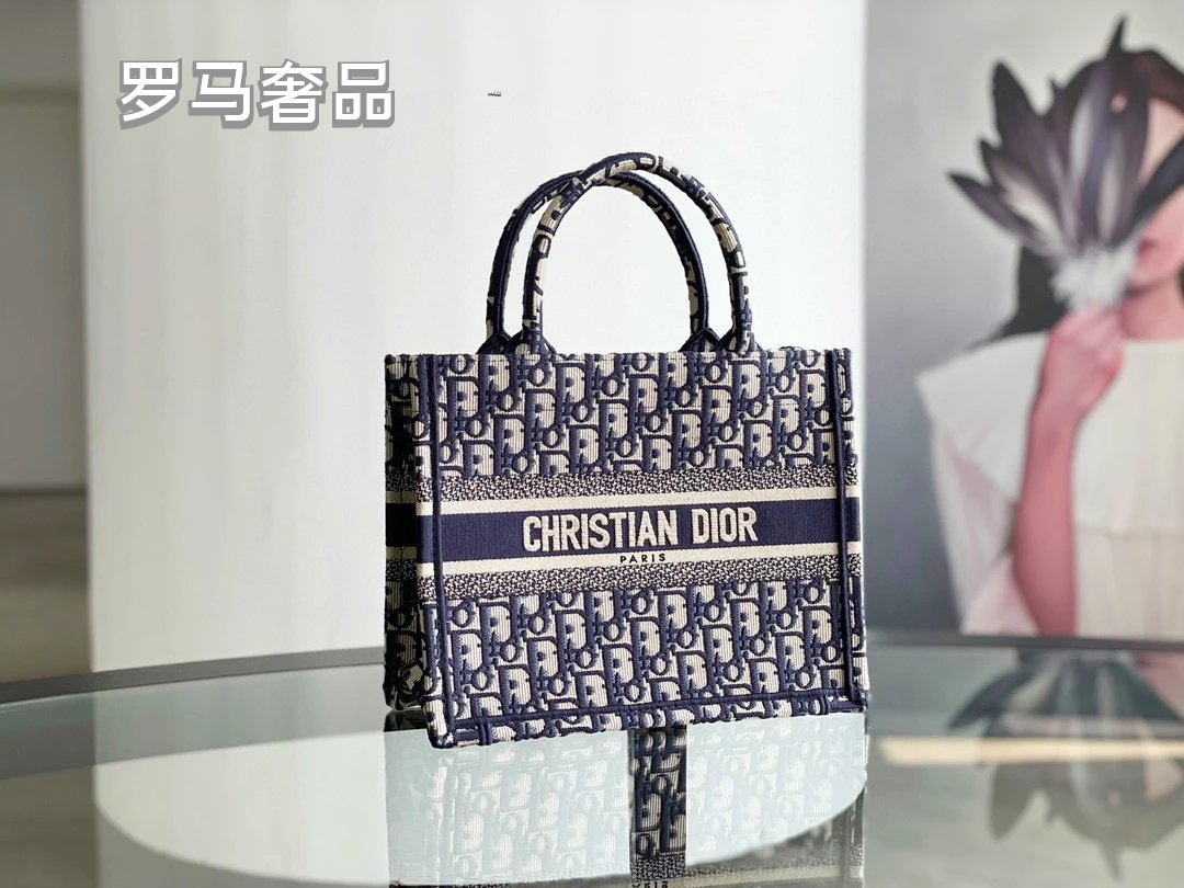 Dior Vintage Monogram Embroidered Canvas Tote Bag Luxury Travel Handbag