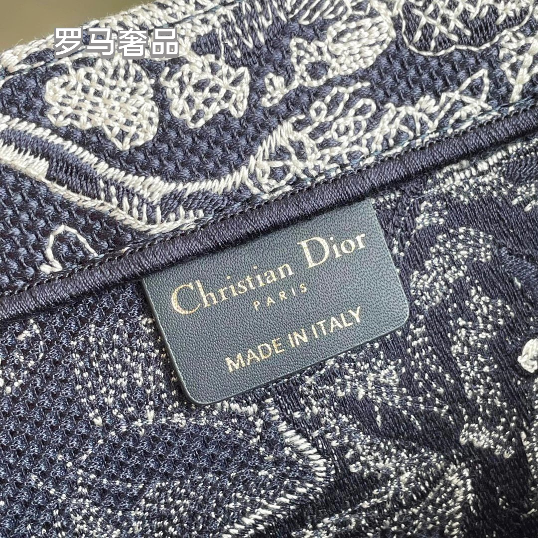 Dior Vintage Toile Embroidered Canvas Tote Bag Luxury Floral Handbag