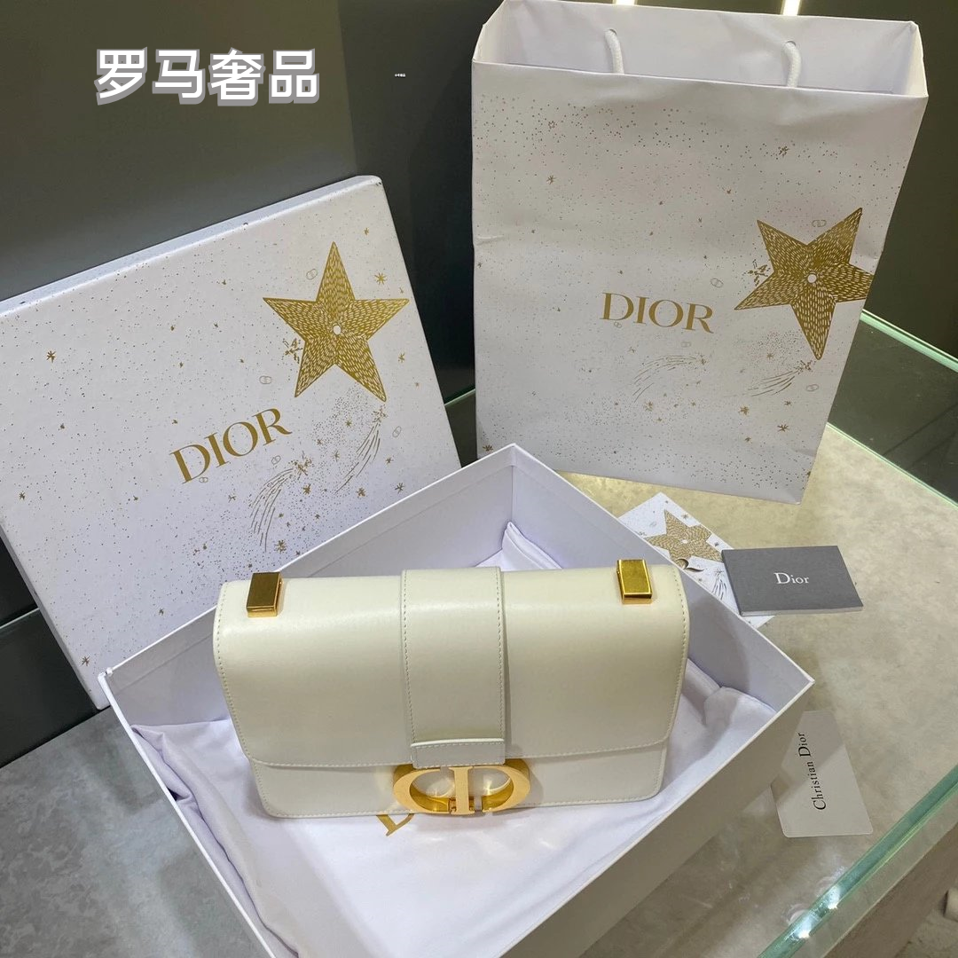 Dior Classic Black Leather Shoulder Bag with Gold Buckle Clasp