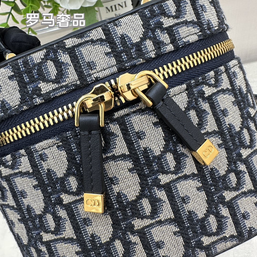 Dior Vintage Monogram Canvas Vanity Case Crossbody Bag with Top Handle