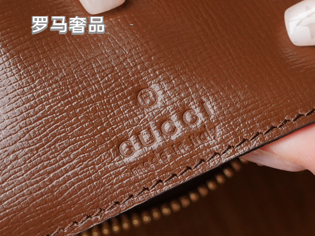 Gucci Classic Monogram Pattern Mini Crossbody Bag with Leather Strap