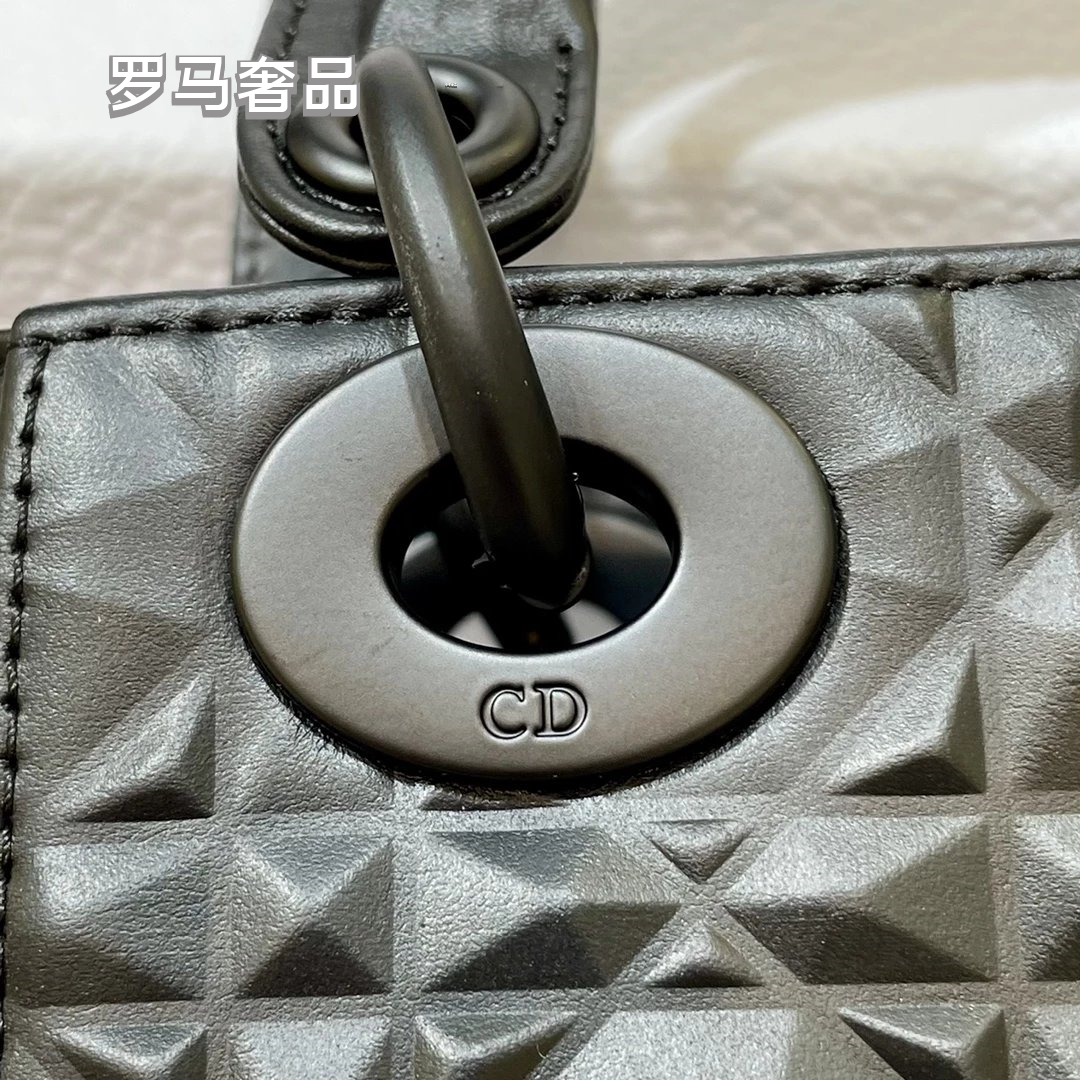 Dior Matte Beige Quilted Leather Mini Handbag with Top Handle and Chain