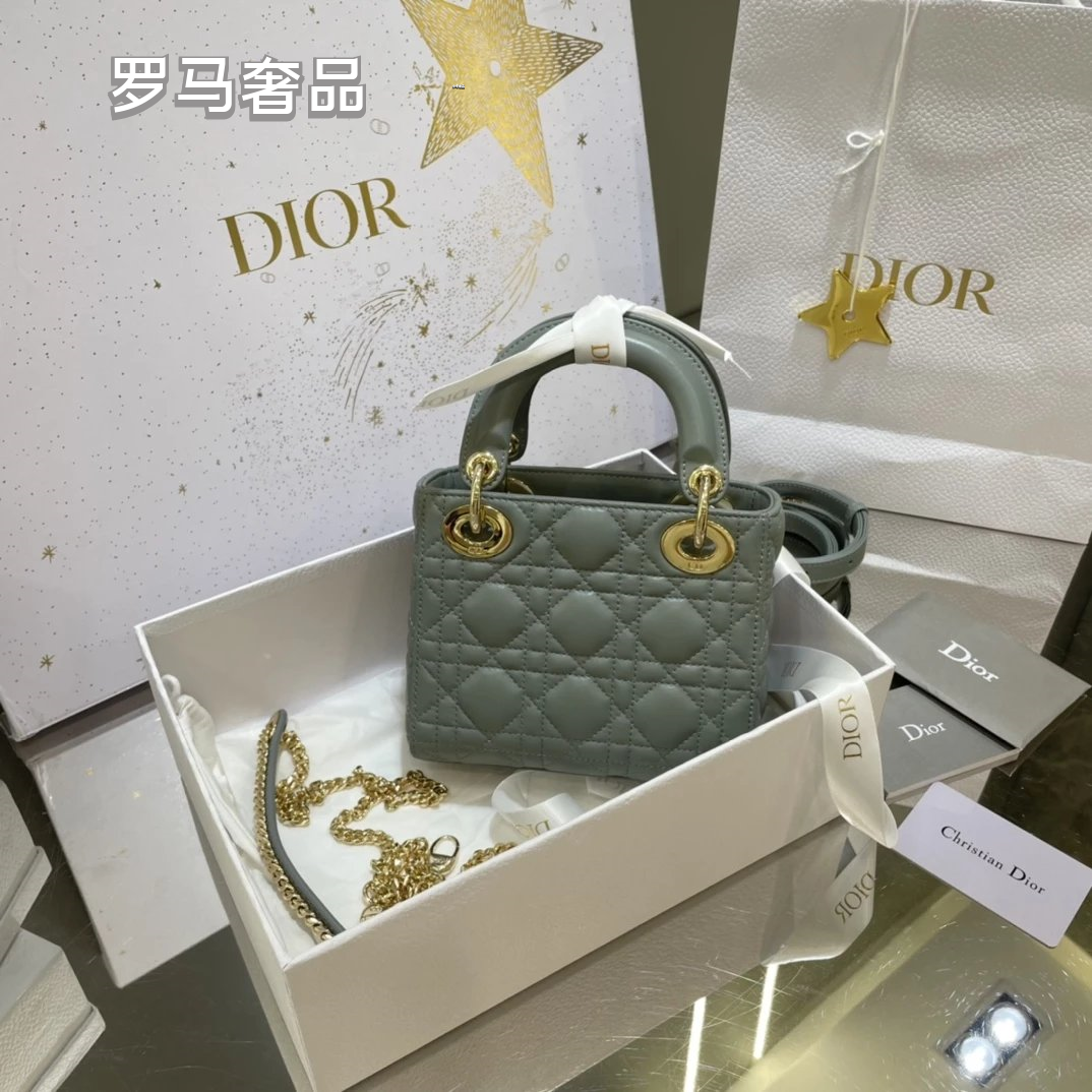 Dior Classic White Quilted Leather Mini Top Handle Bag with Silver Hardware